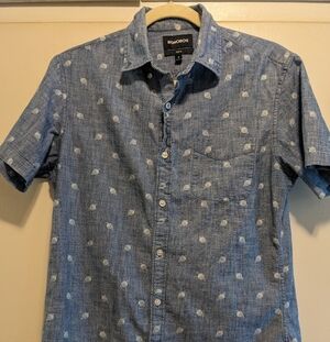 Bonobos Men's Saturn Blue Short Sleeve Shirt Button Down Slim Fit Medium rivera